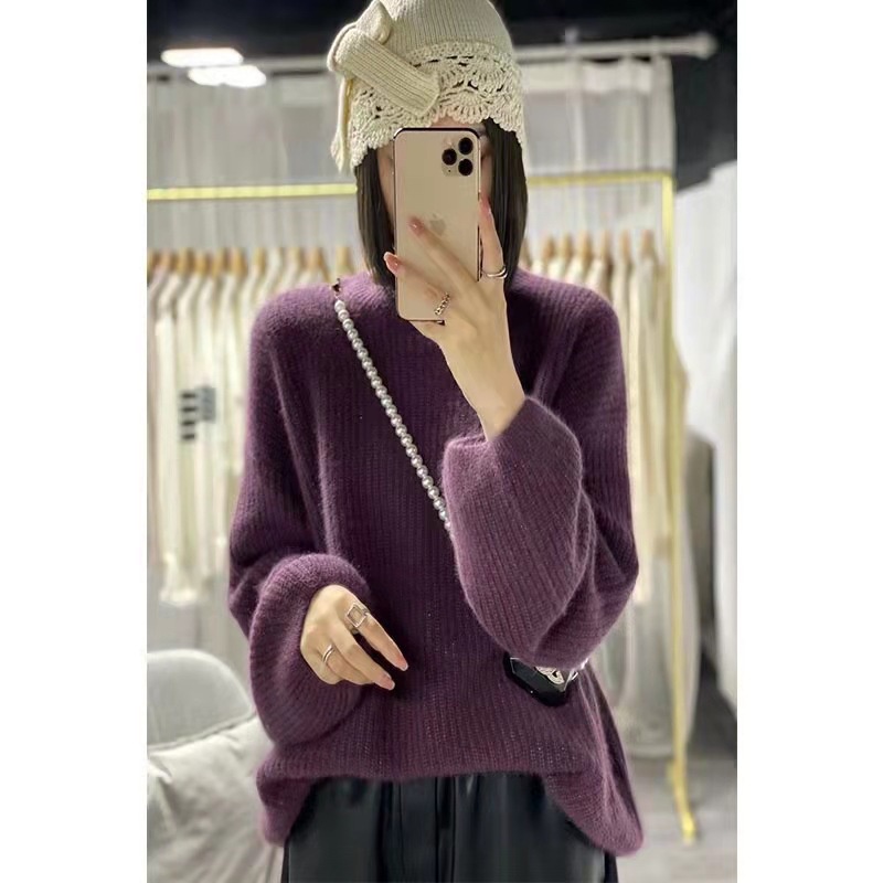 Áo Cardigan Len Dệt Kim Cổ Tròn Tay Phồng Phong Cách Nhật Bản Thời Trang Thu Đông Mới
