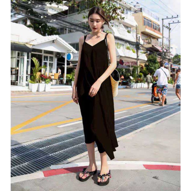 Đầm Maxi Đan Dây 2 màu (Đen, vàng) - Đầm_maxi_hở_lưng | BigBuy360 - bigbuy360.vn