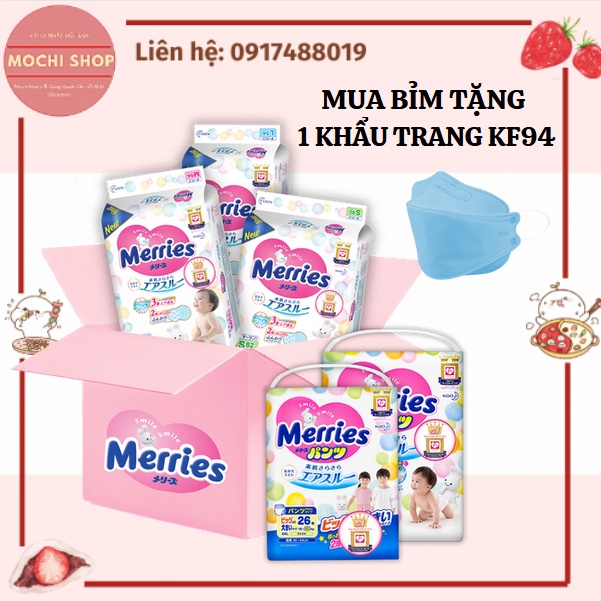 BỈM MERRIES QUẦN/DÁN CỘNG MIẾNG NỘI ĐỊA NHẬT ĐỦ SIZE NB96/S88/M68 dán/M64 quần/L58 dán/L50 quần/XL42/XXL28