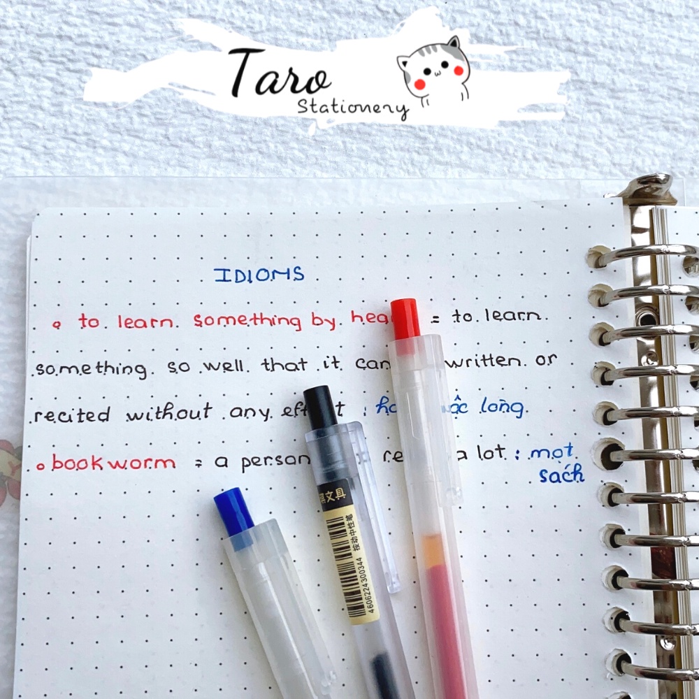 Bút Muji bản Dupe Muji bút gel xanh đỏ đen 0.5mm Take Note tiện dụng A05 Taro Stationery