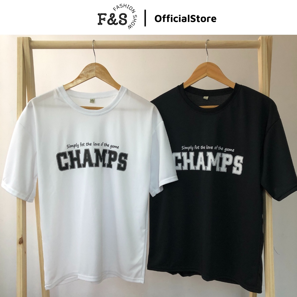 Áo thun tay lỡ unisex form rộng CHAMPS - Áo phông F$S nam nữ, cặp đôi phong cách hàn quốc