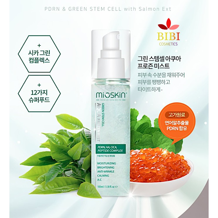 [Chính Hãng + Full Tem] 미오스킨 Xịt Dưỡng Tế Bào Gốc Mio Skin Green Stem Cell Aqua Frozen Mist 5 in 1 Korea