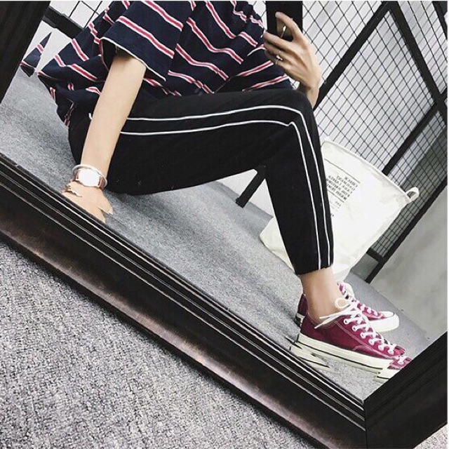 Quần jogger Nỉ unisex Sọc Nhiễn nam nữ phong cách ulzzang Wind | BigBuy360 - bigbuy360.vn