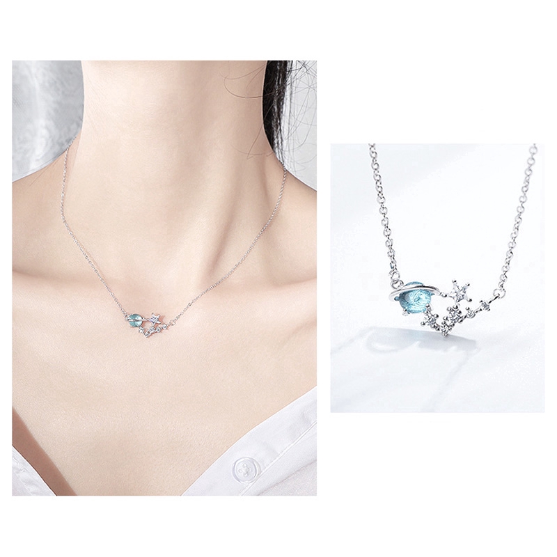 Ngôi Sao Hành Tinh Pha Lê Vòng Cổ Chuỗi Hạt Sky Star Planet Blue Crystal Glass Necklace Women Jewelry | BigBuy360 - bigbuy360.vn