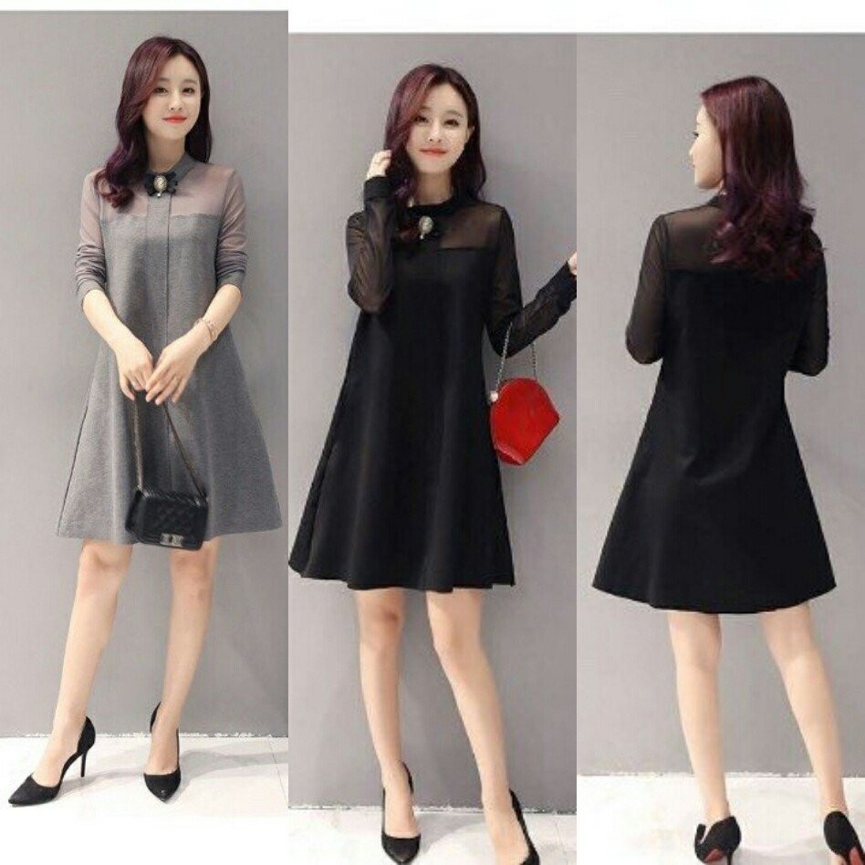 ĐẦM SUÔNG FORM RỘNG PHỐI LƯỚI SIZE LỚN XXL - HÀNG NHẬP KHẨU.
