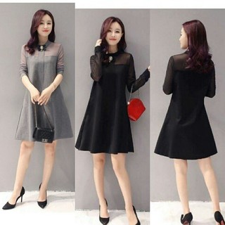 ĐẦM SUÔNG FORM RỘNG PHỐI LƯỚI SIZE LỚN XXL - HÀNG NHẬP KHẨU.