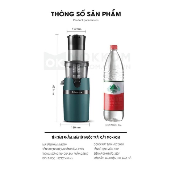 MÁY ÉP CHẬM MOKKOM NỘI ĐỊA TRUNG BẢO HÀNH 12 THÁNG