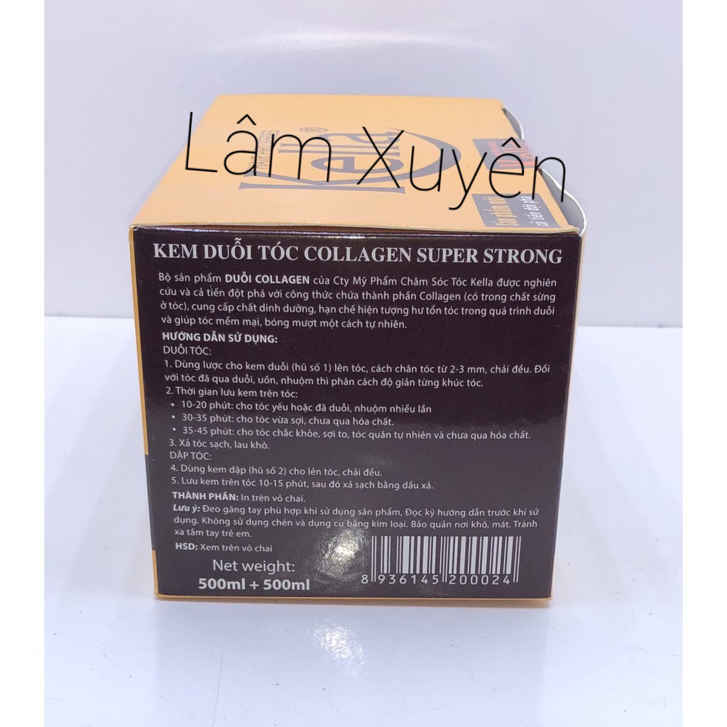 Thuốc duỗi tóc Kella collagen super strong 500ml siêu khỏe hộp màu vàng  duỗi tóc thẳng tự nhiên, chuyên  dụng