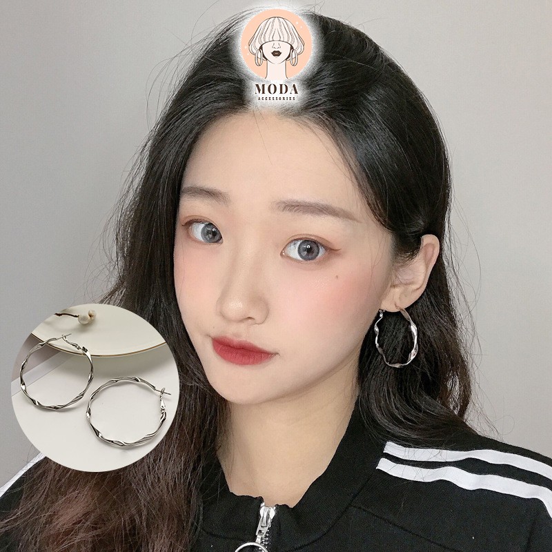 Khuyên tai tròn dạng xoắn💍CỰC CHẤT💍 Bông tai phong cách Hàn Quốc Bạc S925 💯%[MODA]