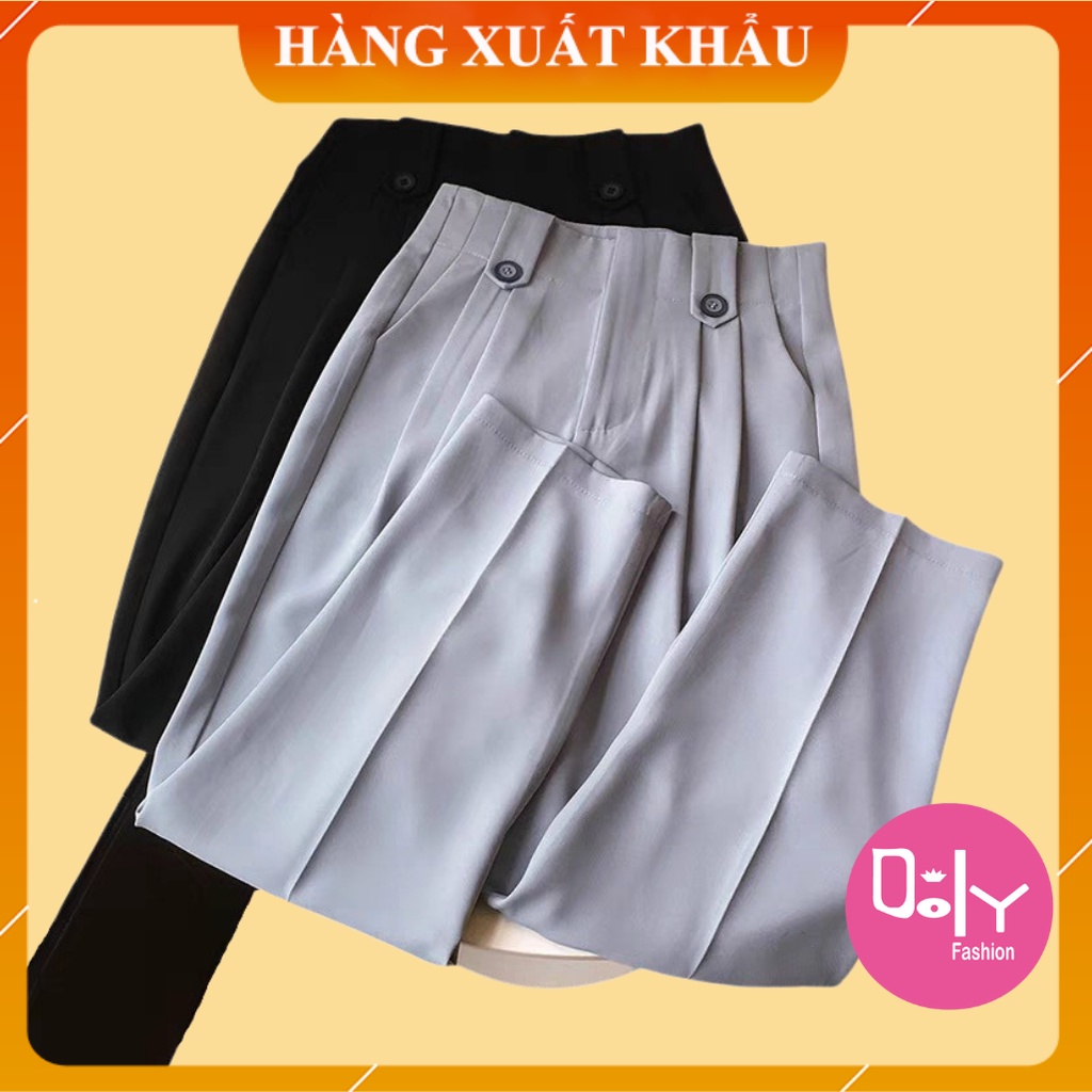 Quần baggy nữ lưng cao đai đỉa bản to - Quần baggy dáng dài 2 cúc phá cách vải tuyết mưa vitex cao cấp cực xịn Doly