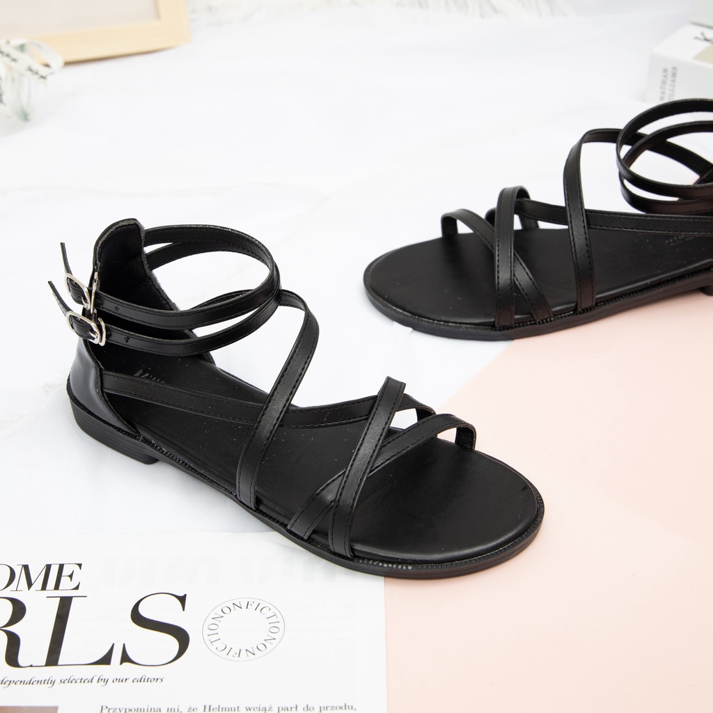 Giày Sandal Nữ thời trang MWC sandal nữ chiến binh quai mảnh dây chéo cá tính NUSD- 12012