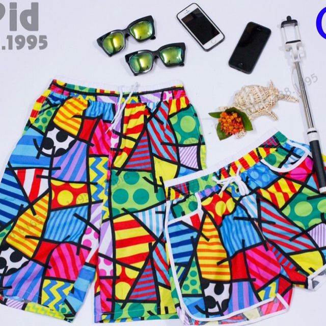 Quần đôi đi biển mẫu hình học hot nhất 2019