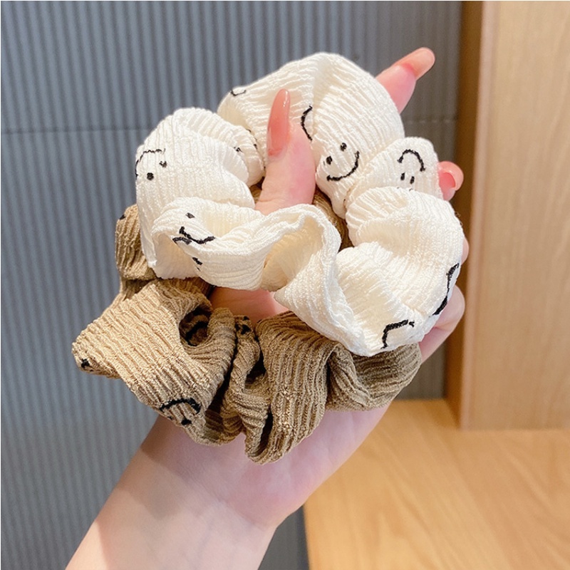 Dây Cột Tóc In Hình Mặt Cười Dễ Thương Phong Cách Hàn Quốc