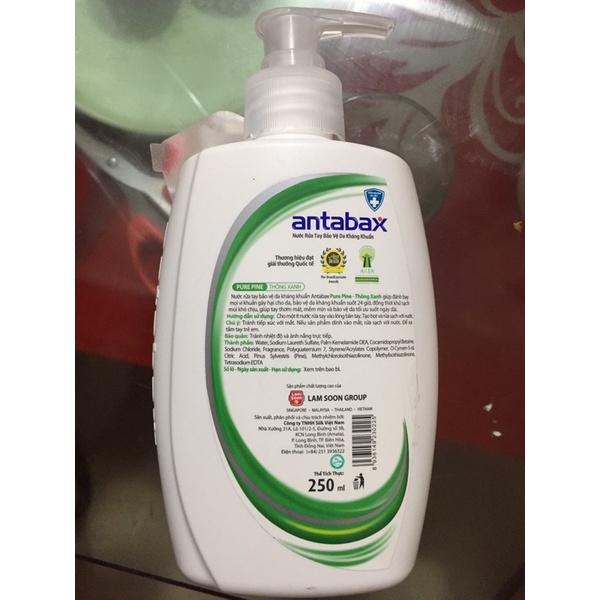 Nước rửa tay kháng khuẩn Antabax 250ml chính hãng