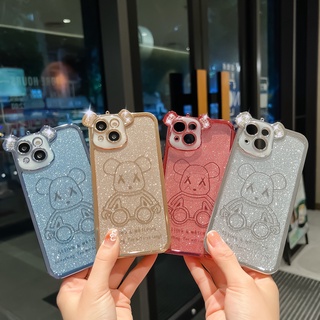 Ốp Điện Thoại Cứng Họa Tiết Tai Gấu Đính Đá Chất Lượng Cao Cho IPhone 7 8 Plus X XR XS Max 11 12 13 Pro Max