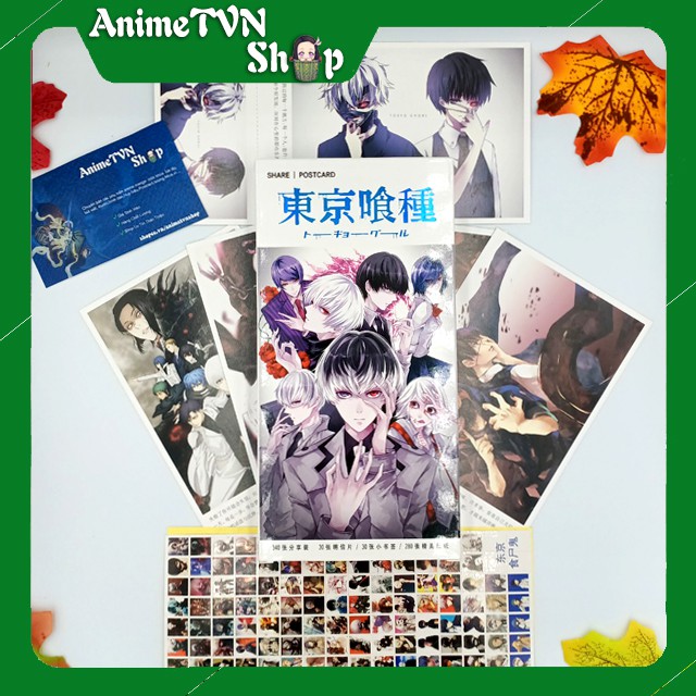 Hộp Postcard Bưu thiếp (Trọn bộ 340 Hình có Sticker) Anime/Manga Tokyo Ghoul (Ngạ Quỷ)