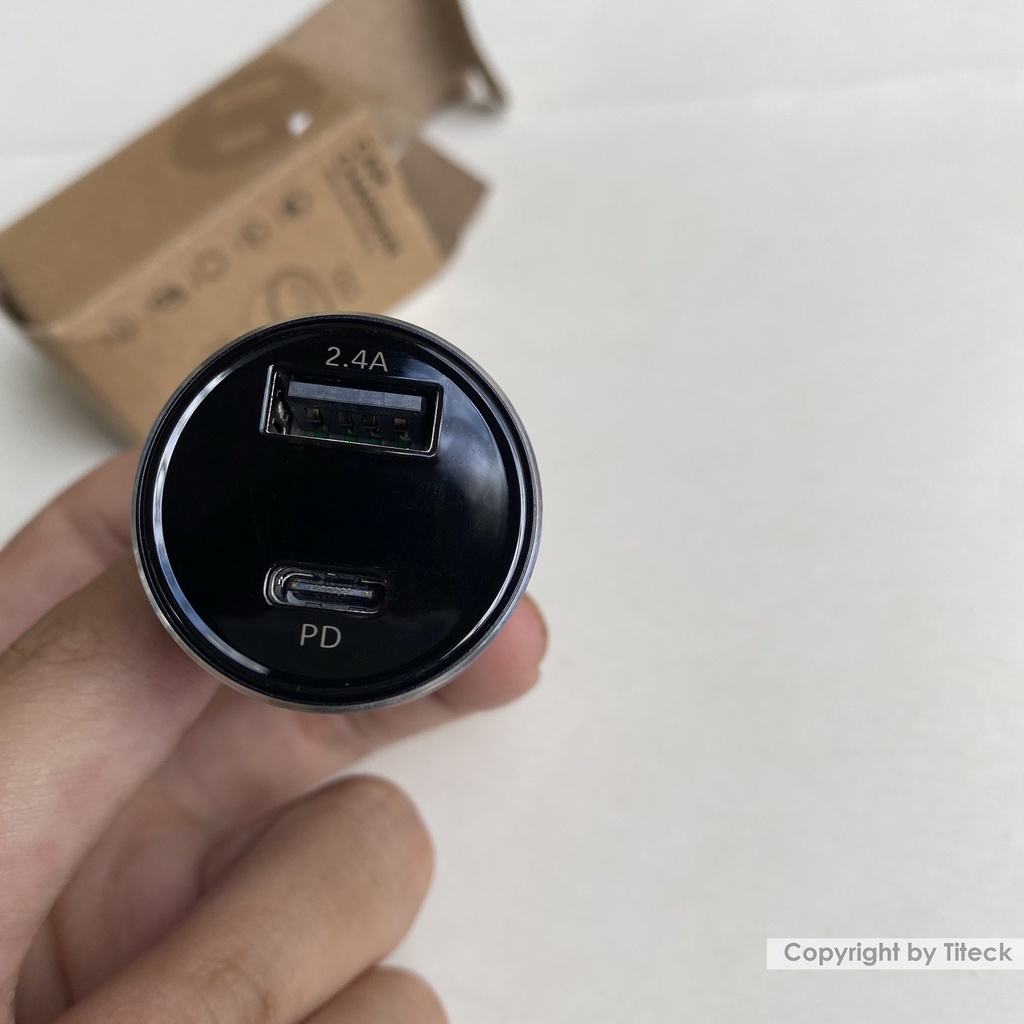 Tẩu sạc chia cổng ô tô sạc nhanh Type c PD 18W và USB có LED báo điện áp