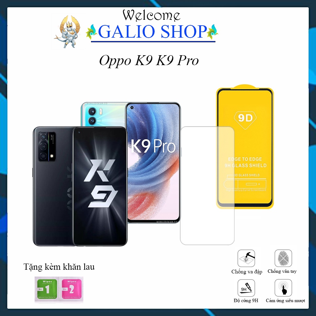 Kính cường lực Oppo K9/K9 Pro full màn trong suốt 9D CAO CẤP độ cứng 21H TẶNG KÈM KHĂN LAU [FM]