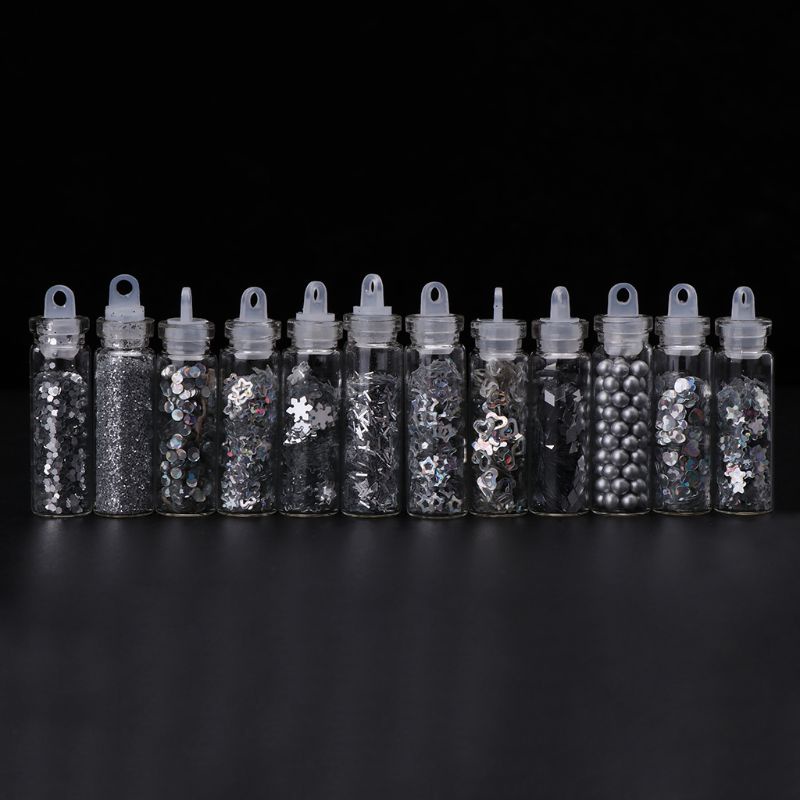 Set 12 Lọ Bột Kim Tuyến Nhiều Chức Năng Trang Trí Móng Tay