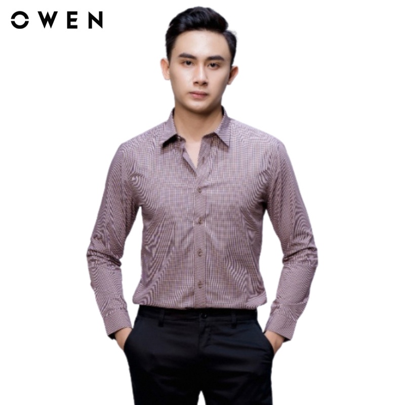 [Mã FATREND2810 giảm đến 30k tối đa 99k] Áo sơ mi Dài tay Owen Bamboo Slim Fit màu Nâu - AS61014D