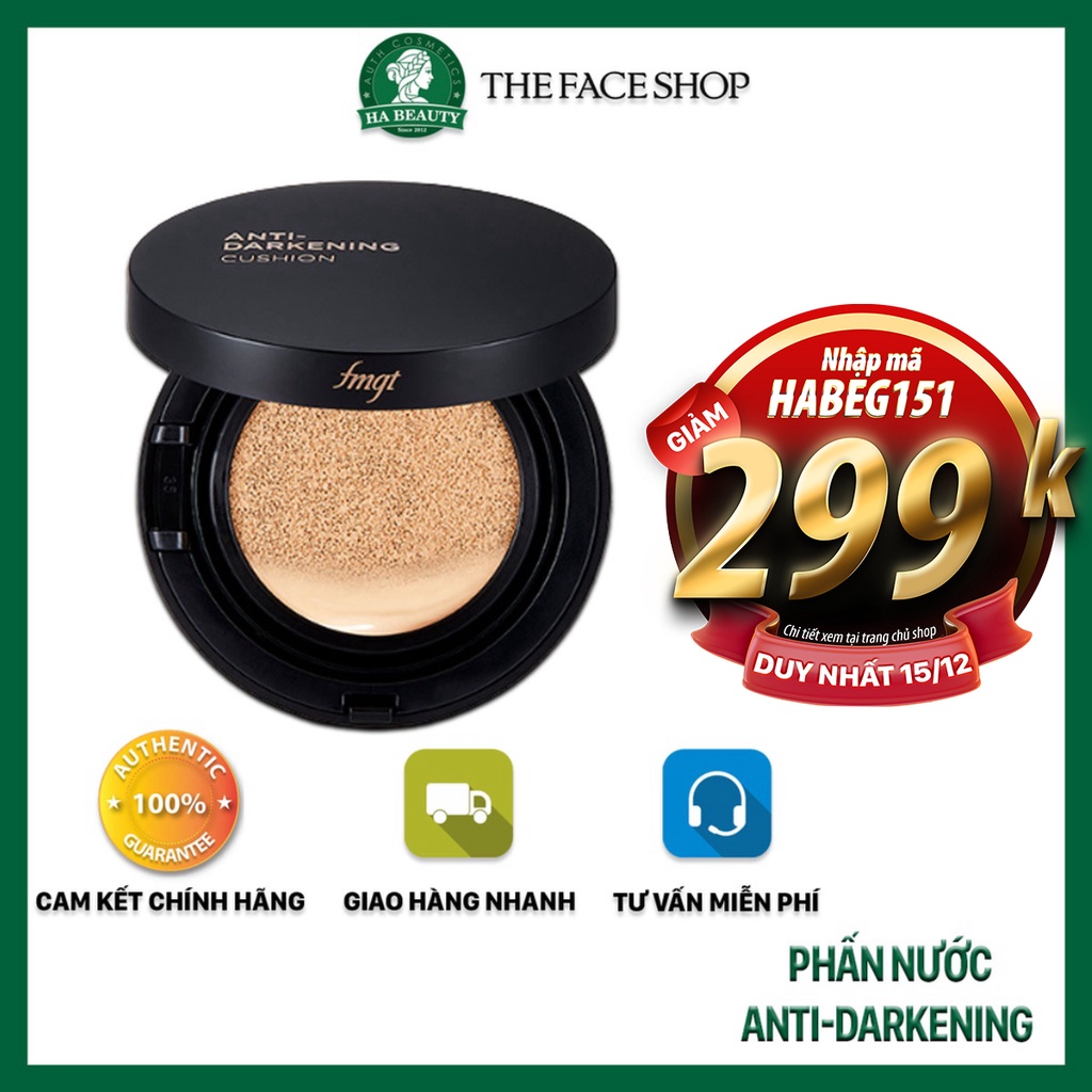 Phấn nước trang điểm chống nắng che phủ tốt khuyết điểm hàn quốc The Face Shop Anti Darkening Cushion Ex 15g SPF50+PA+++