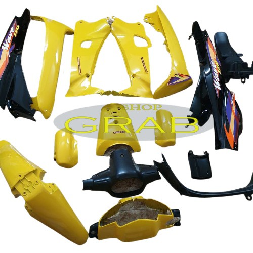 Dàn áo xe Wave ZX, Wave Anpha, Wave 110 đời 1997 đến 2006 nhựa ABS cao cấp MÀU VÀNG SƯỜN ĐEN