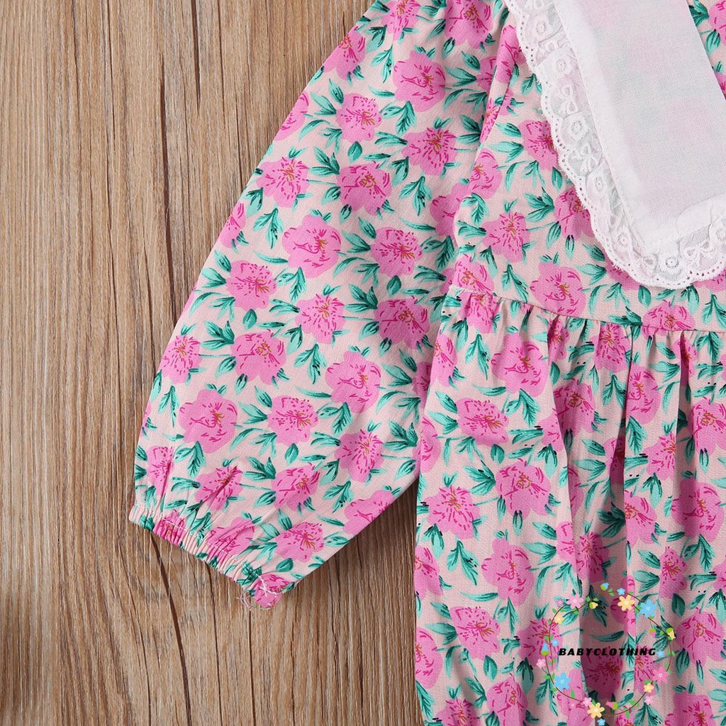 Set Áo Liền Quần Và Nón Họa Tiết In Hoa Đáng Yêu Cho Bé