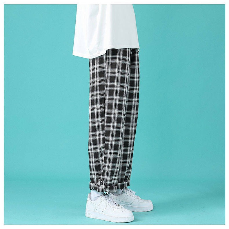  Km Pants Men's Loose All-Match Trendy Men's Casual Pants Men's Plaid Spring And Summer Thin Trendy Straight-Leg Trousers Sportswear summer suit short sleeve shirt suit casual suit trendy suit