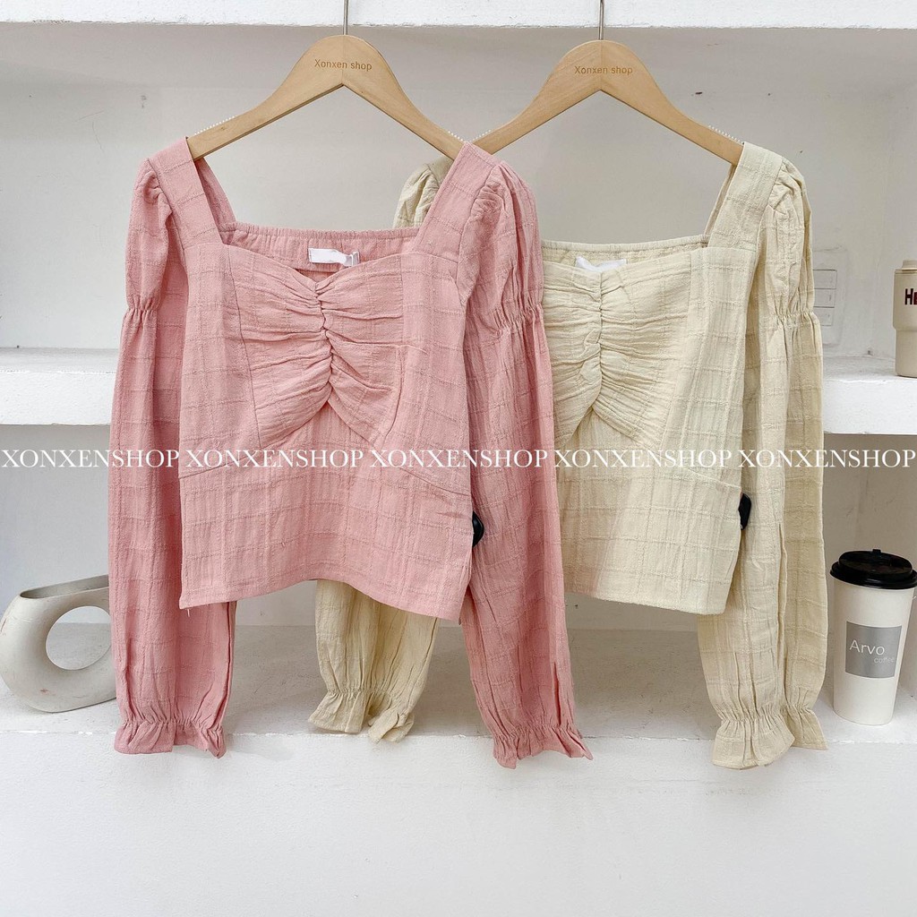 [Mã 33FASHIONSALE giảm 12% đơn 99K] Áo kiểu croptop nhún ngực cá tính free size Xonxen shop mã 028
