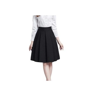 Chân váy ngắn đến ĐẦU GỐI XẾP LY (ĐEN)