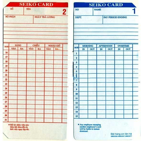 Thẻ giấy chấm công