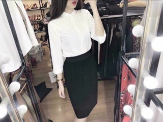 Áo sơ mi trắng công sở uni dài tay
