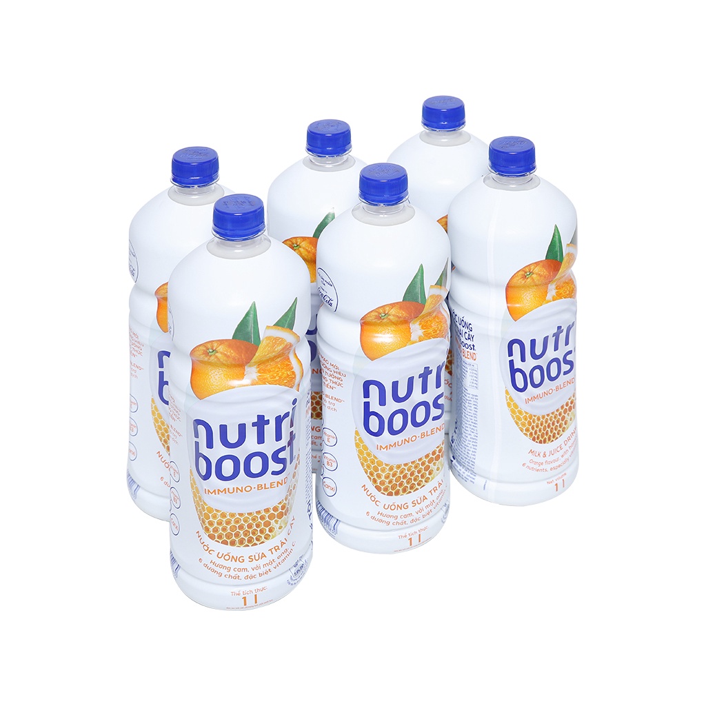 Thùng 6 Chai Sữa NutriBoost Hương Cam 1L/chai - Sữa trái cây giải khát - Thức uống dinh dưỡng - Cho ngày dài năng động