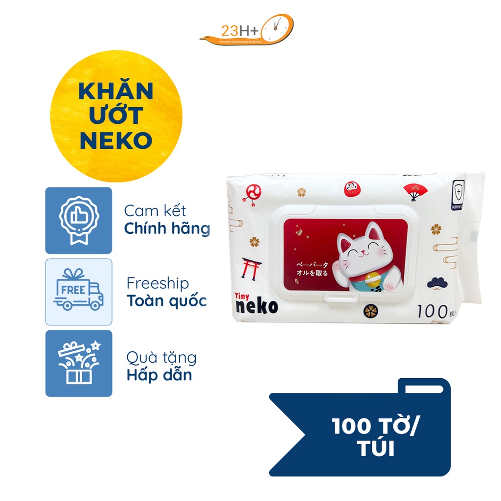 Khăn giấy ướt cao cấp Tiny Neko Nhật Bản gói 100 tờ - Hàng chính hãng - 23h.shop