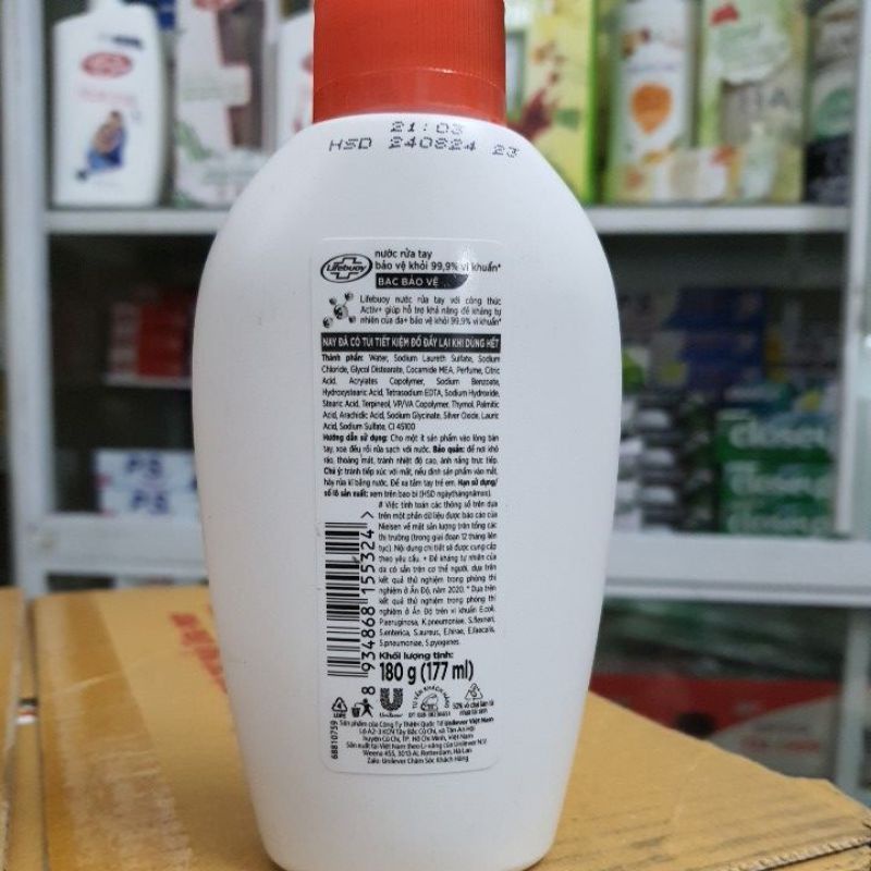 NƯỚC RỬA TAY LIFEBUOY BẠC BẢO VỆ VƯƠYJ TRỘI/ SỮA DƯỠNG ẨM MỀM MỊN TRÊN DA LOẠI 180GR VÀ 500GR