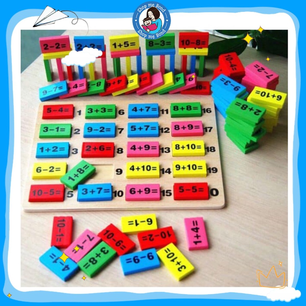 Domino 110 quân toán học giúp bé làm quen với các con số, phát triển tư duy, A6 - 𝙎𝙃𝙊𝙋 𝙈𝙀̣ 𝘽𝙊𝙉𝘿