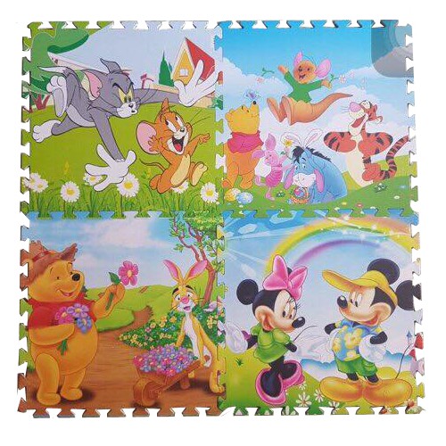 Bộ 4 miếng thảm lót sàn mẫu công chúa, mickey 60x60cm/tấm