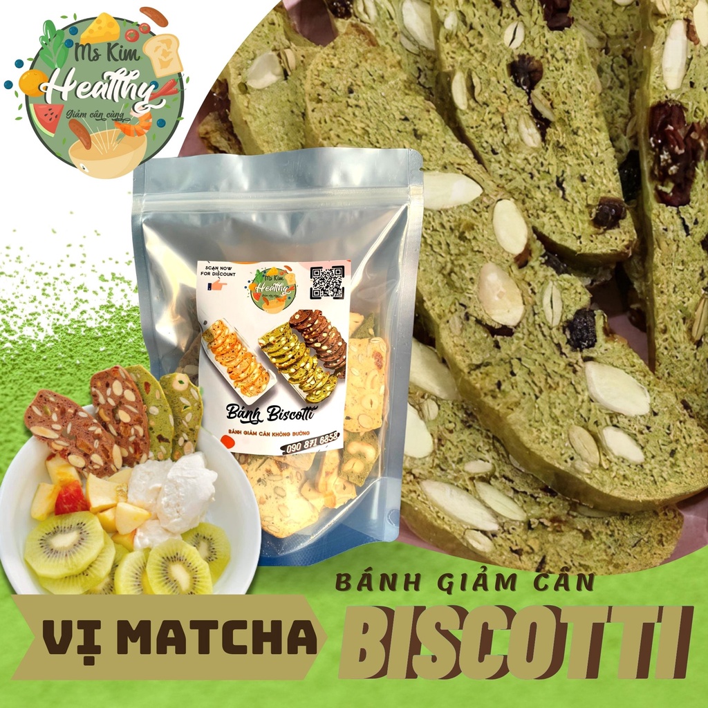 Bánh ăn kiêng, bánh giảm cân không đường, BISCOTTI 3 vị MS.KIM HEALTHY 250gr - Ăn vặt không béo, ít calo | BigBuy360 - bigbuy360.vn