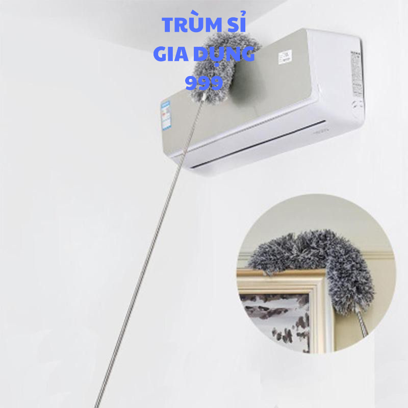Chổi Quét Trần Bằng Sợi Vải Siêu Nhỏ Inox Cán Dài Cao Cấp Đầu Chổi Linh Hoạt, chổi quét phất trần đa năng rút gọn