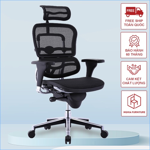 Ghế công thái học Nghia Furniture Ergonomic Ergohuman - Lưới Matrex Mỹ, hỗ trợ hiệu quả cột sống