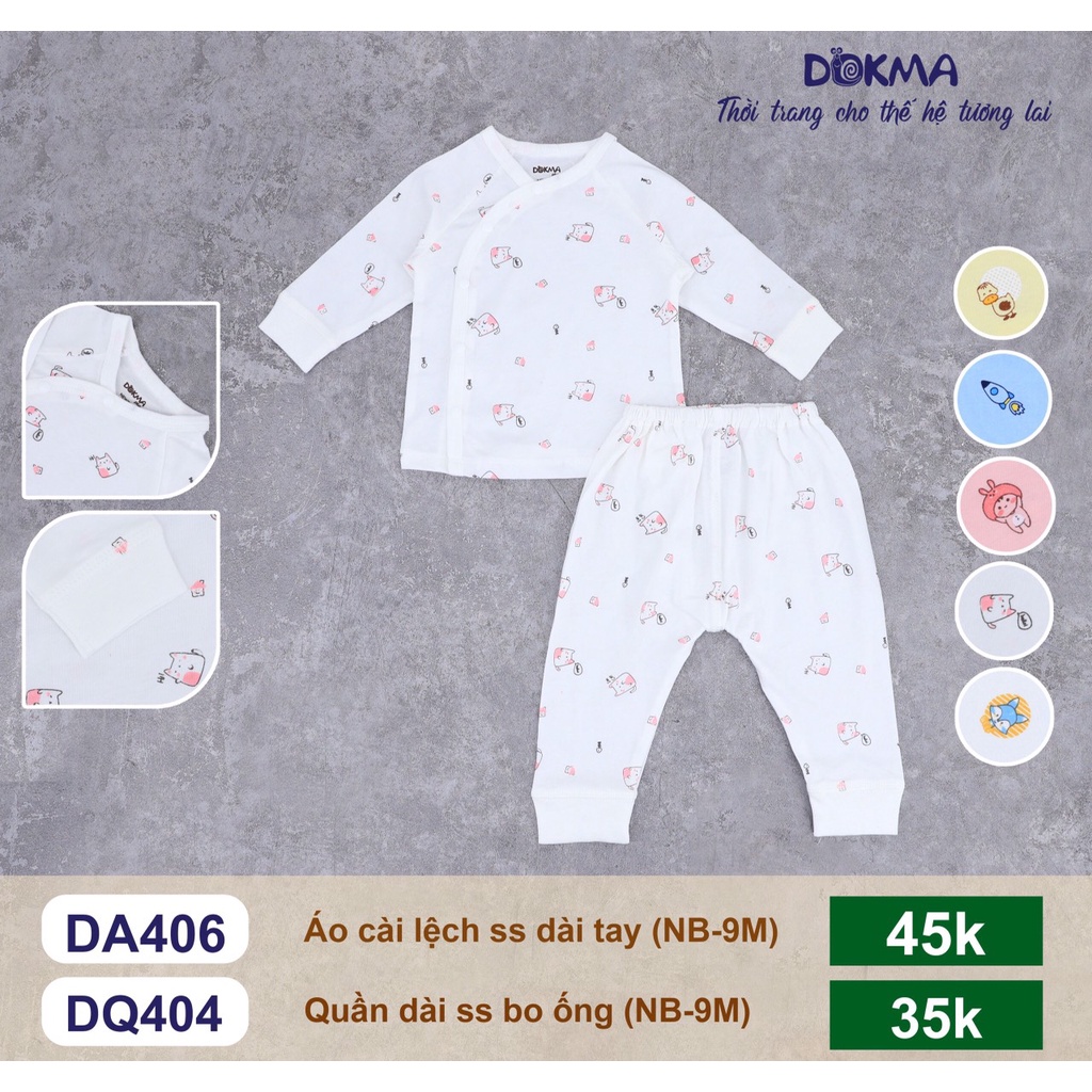 Bộ sơ sinh cài lệch Dokma D404/406