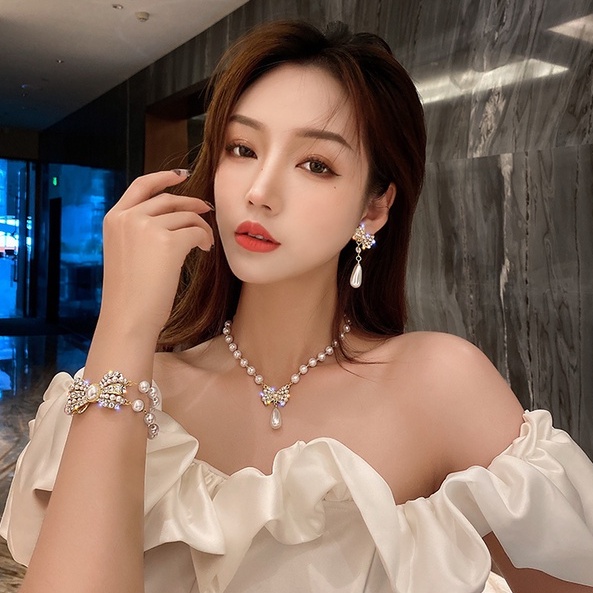 [ĐẸP-ĐỘC-LẠ] BÔNG TAI BẠC 925_HÀN QUỐC _HẠT NGỌC_NƠ PHA LÊ_ B1084