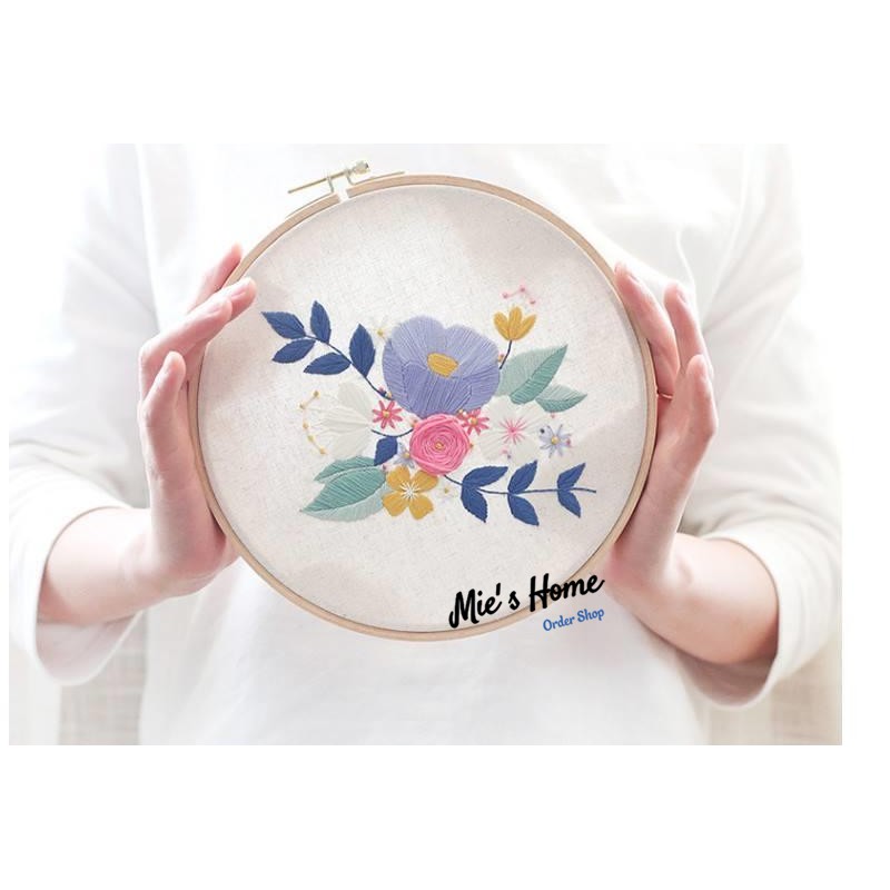 (Có khung) DIY Châu Âu Tự Thêu Thủ công Vá Cross Stitch Kit Hoa Tranh Thêu Trang trí nội thấy thủ công hình hoa xinh Mie