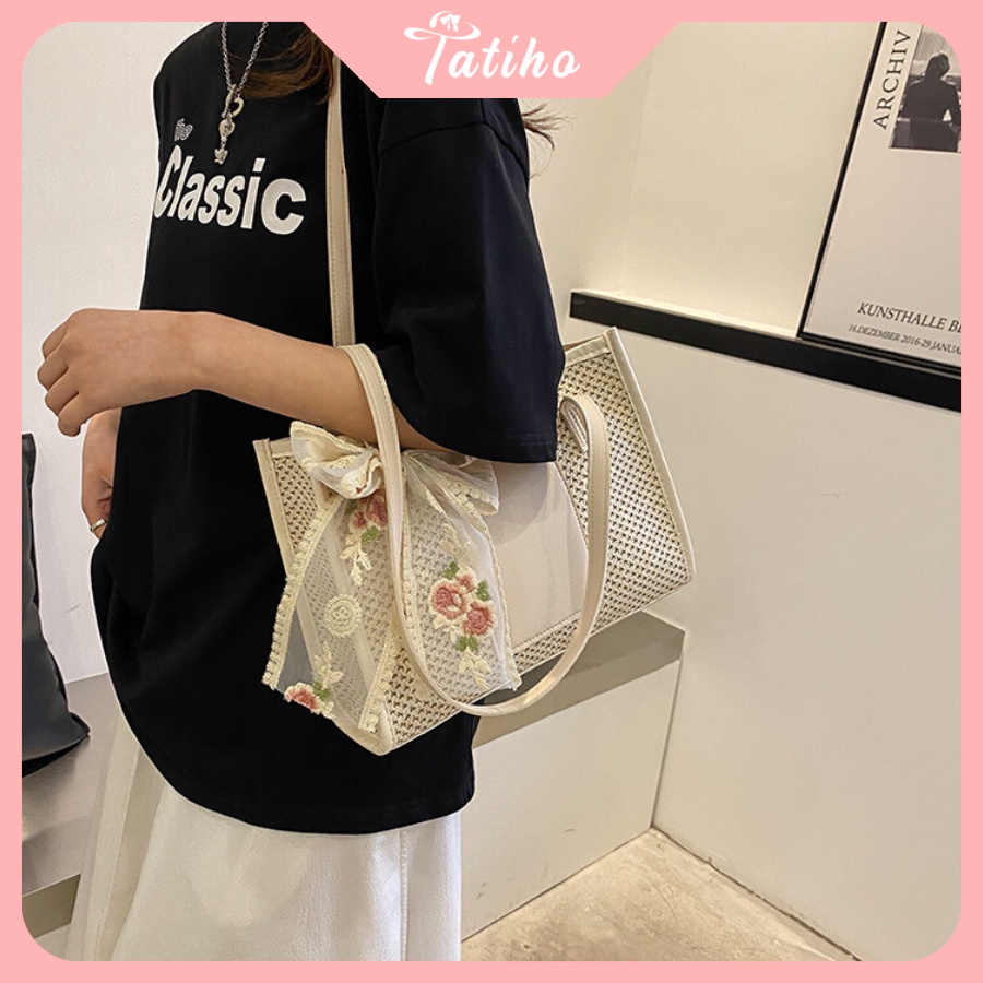 Túi Kẹp Nách (Túi Xách Nữ) Đẹp Thiết Kế Thời Trang Trẻ Trung Công Sở Chất Liệu Cói - Tatiho - Mã TUI61