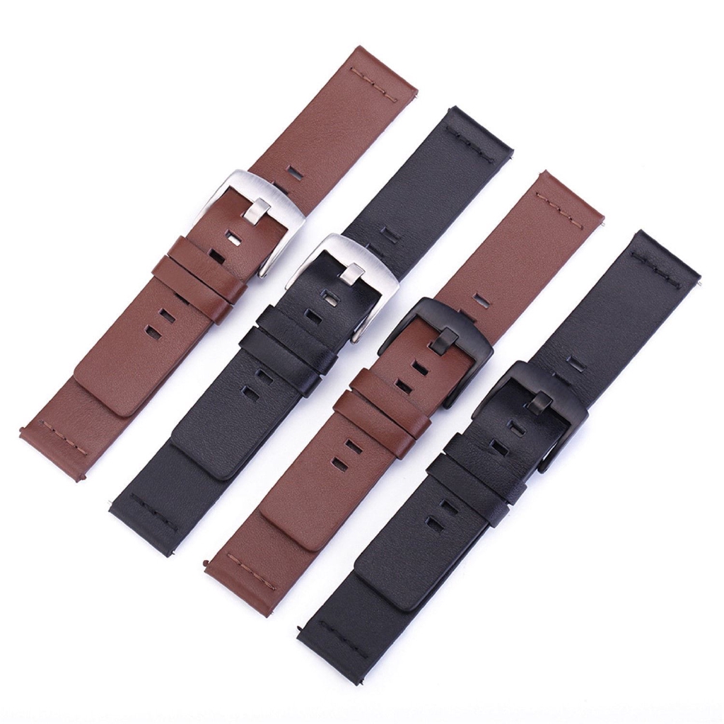 24 22 20 18mm Genuine Leather Band Watch Strap Quick Pins