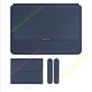 Bao da macbook túi chống sốc laptop kiêm giá đỡ tản nhiệt kèm ví đựng sạc chuột