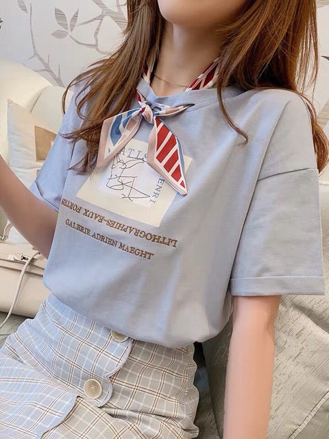Áo phông ngắn tay xuân hè 2019 nữ lửng phiên bản Hàn Quốc