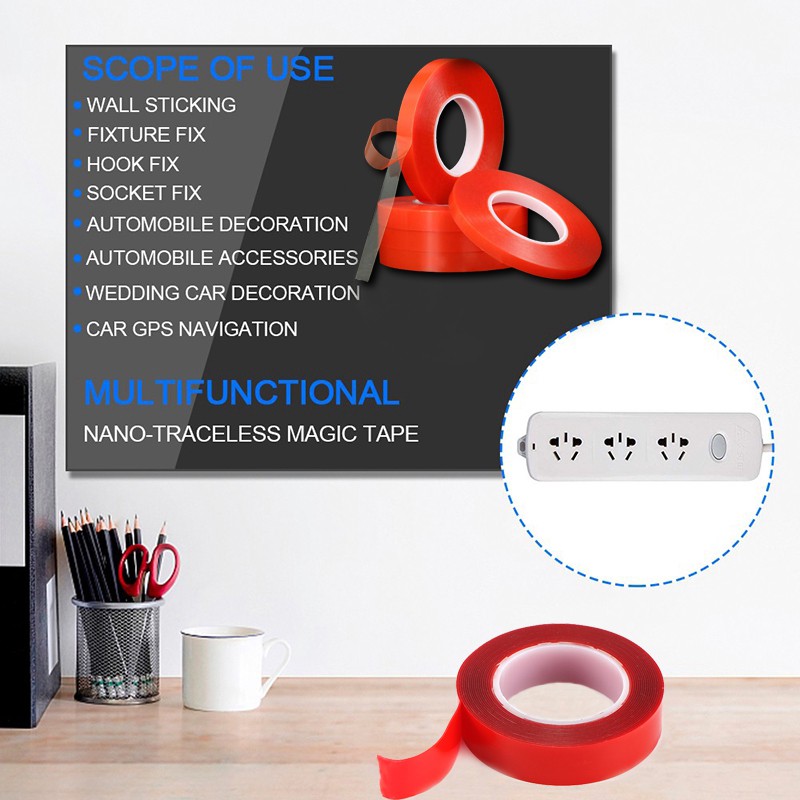 Cuộn băng keo hai mặt dài 3M rộng 6/8/10/12/15MM siêu chắc