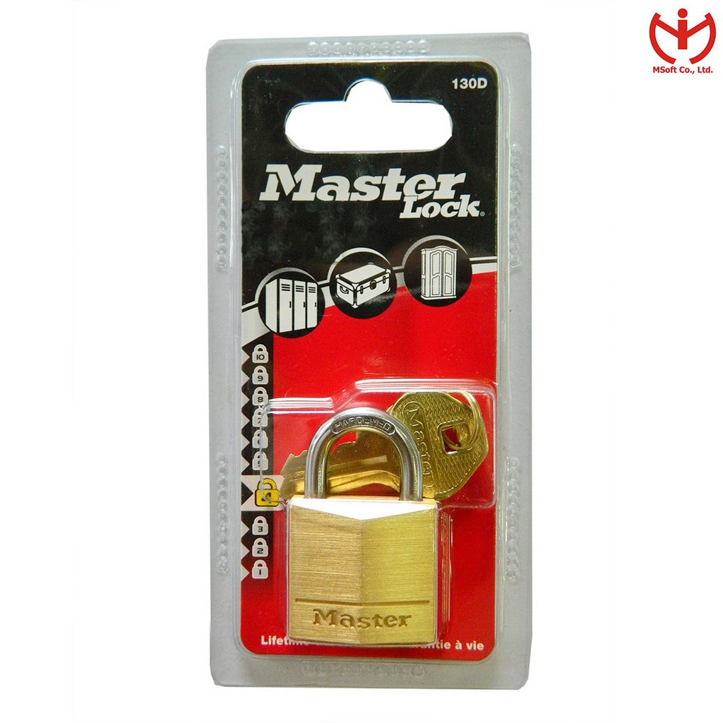 Ổ Khóa Master Lock 130 D thân đồng rộng 30mm 2 chìa răng cưa - MSOFT