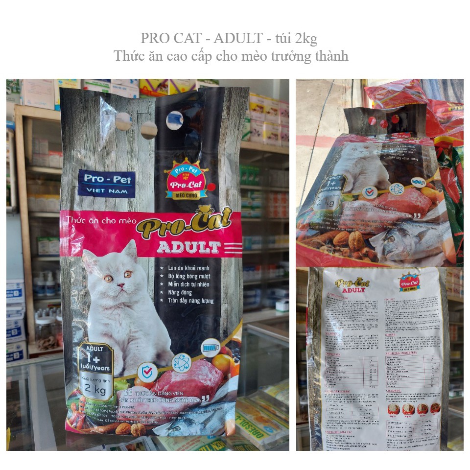 <2kg> Thức ăn hạt cho mèo mèo PRO-CAT adult 2kg